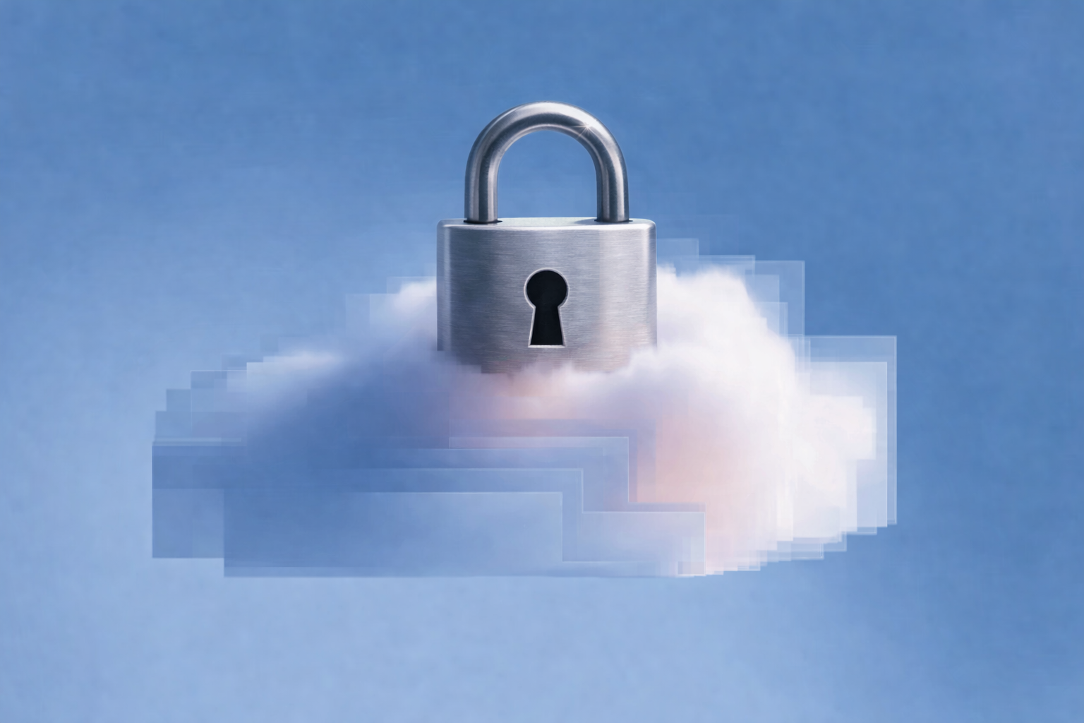 Padlock on a cloud representing security